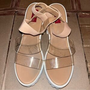 Hot Tomato Tan and Cream Sandals with Sleek Straps